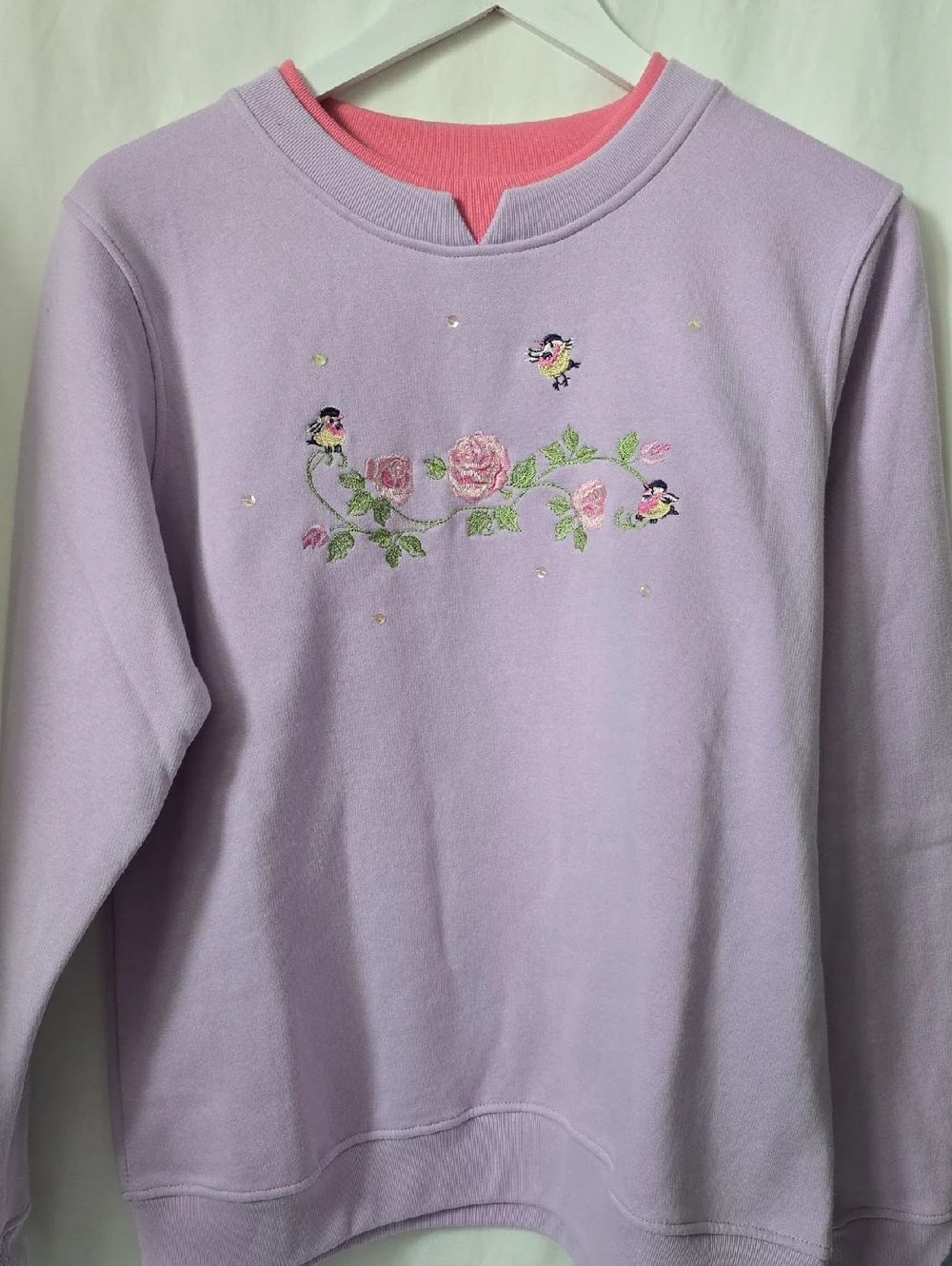 CC Hughes Vintage Embroidered Floral Crewneck Sweatshirt Grandma Granny Medium